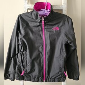 The North Face Black & Pink Girls Full Zip Spring Jacket, Lightly Lined